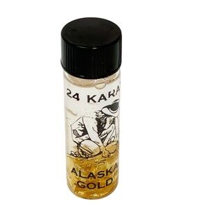ALASKA PURE GOLD Souvenir Glass Bottle 24K Pure Gold Flakes in Liquid